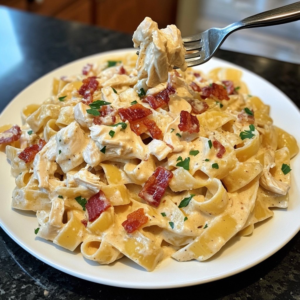 Creamy Chicken Bacon Ranch Pasta