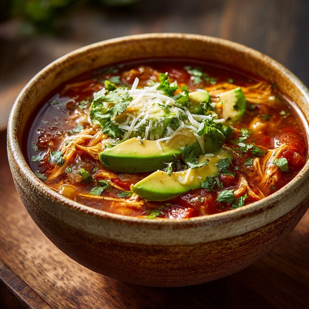 Shredded Chicken Tortilla Soup