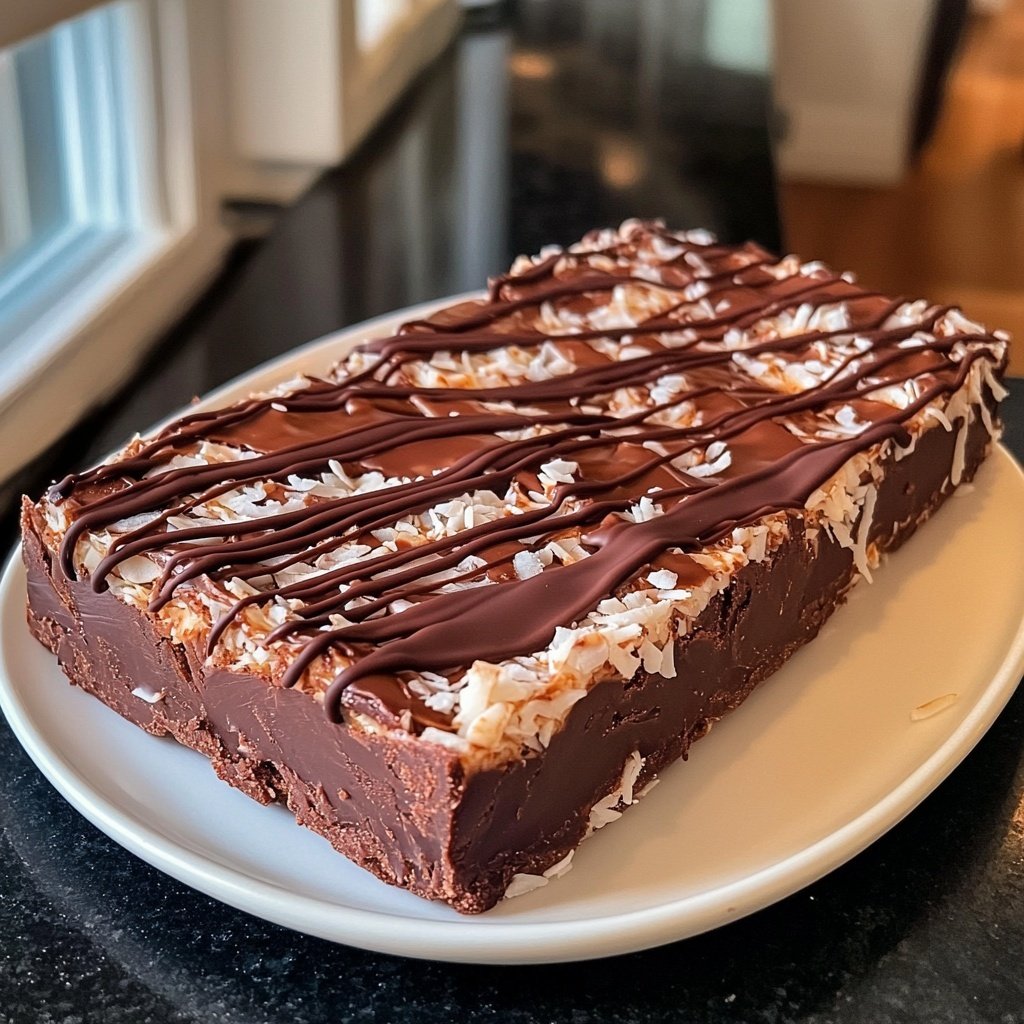 Chocolate Coconut Fudge Bars