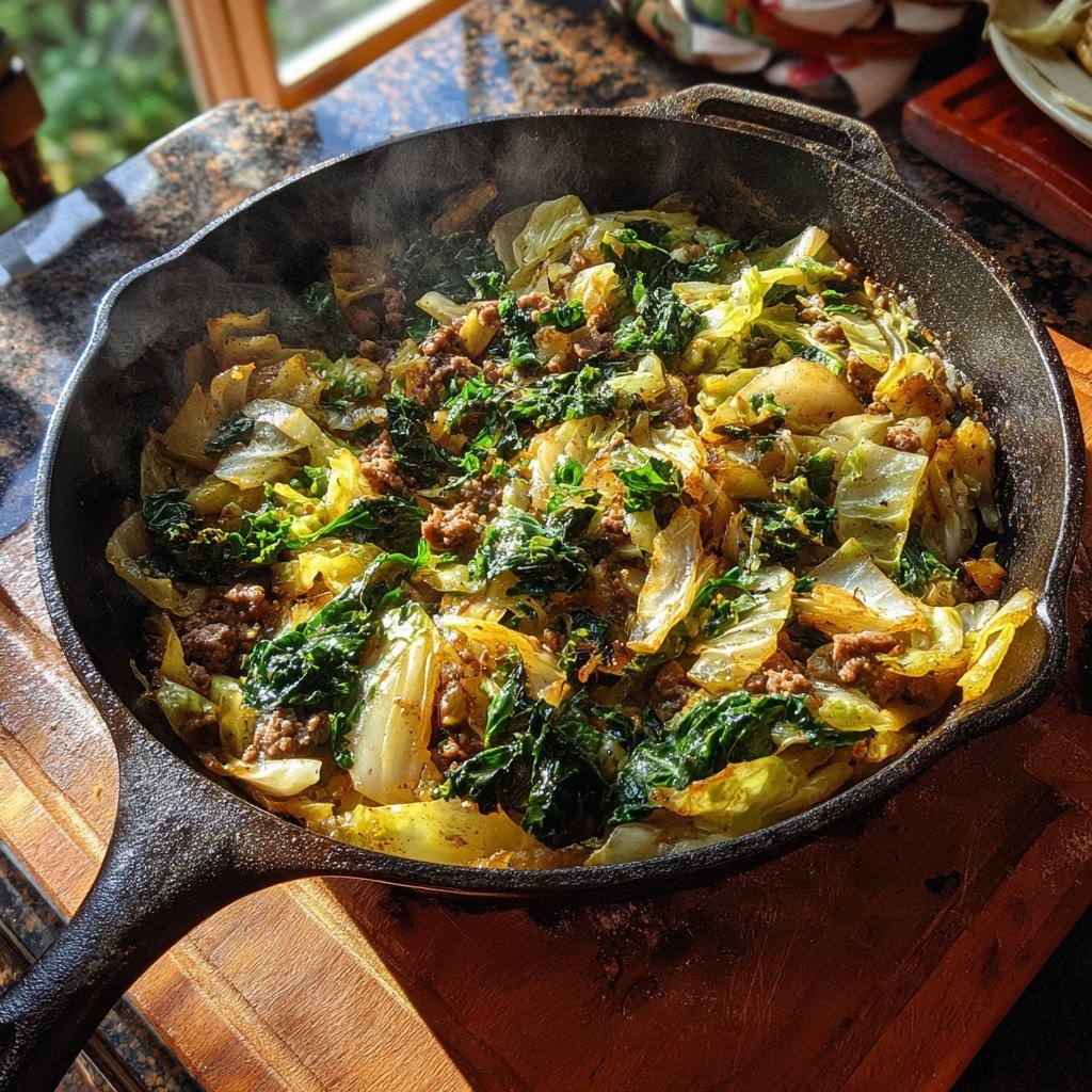 Ground Beef And Cabbage Skillet
