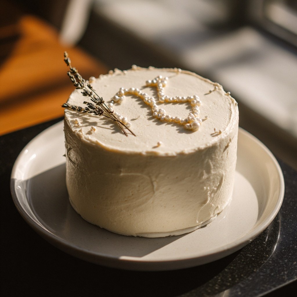 Minimal White Pisces Birthday Cake