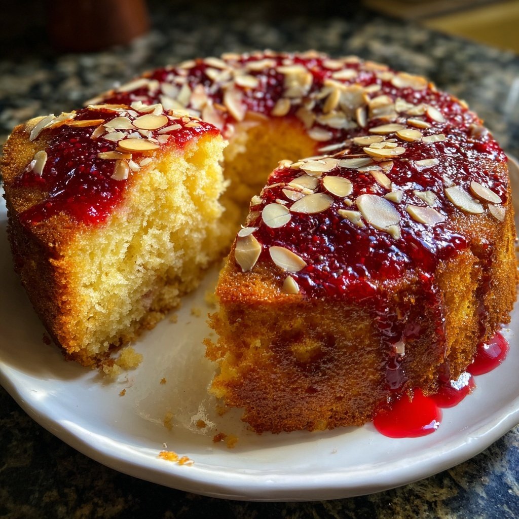 Almond Cake with Raspberry Sauce